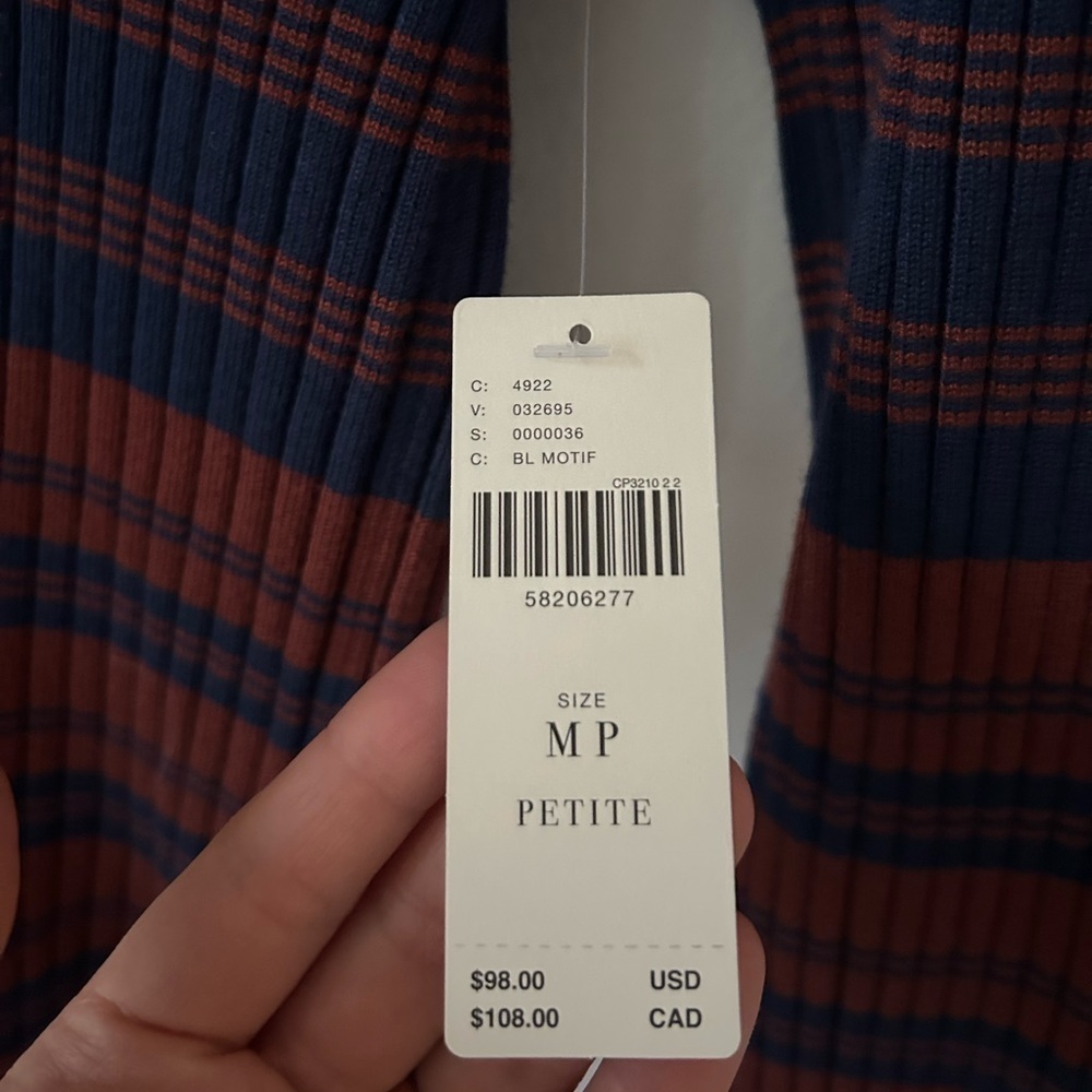 NWT Anthropologie Maeve Liz Quarter Zip Pullover Stripe Red Medium P - Picture 6 of 7